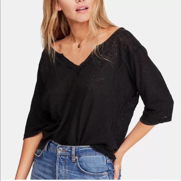 Free People Tops - We The Free Head In The Clouds Black Burnout Tee